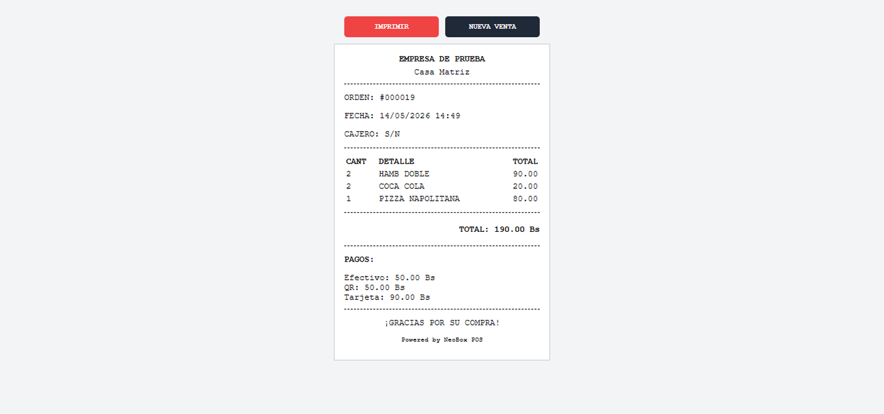 Ticket de venta